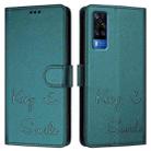 For vivo Y31 4G 2021 India Smile Embossing RFID Leather Phone Case(Peacock Green) - 3