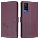 For vivo Y31 4G 2021 India Smile Embossing RFID Leather Phone Case(Violet) - 3