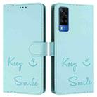 For vivo Y33 4G 2021 Smile Embossing RFID Leather Phone Case(Mint Green) - 3