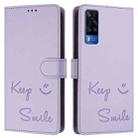 For vivo Y33 4G 2021 Smile Embossing RFID Leather Phone Case(Light Purple) - 3