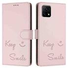 For vivo Y52S 5G / iQOO U3 Smile Embossing RFID Leather Phone Case(Pink) - 3