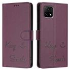 For vivo Y52S 5G / iQOO U3 Smile Embossing RFID Leather Phone Case(Violet) - 3