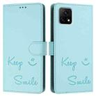 For vivo Y31S 5G / Y72 5G India Smile Embossing RFID Leather Phone Case(Mint Green) - 3