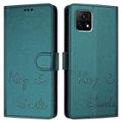 For vivo Y31S 5G / Y72 5G India Smile Embossing RFID Leather Phone Case(Peacock Green) - 3