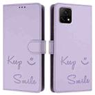 For vivo Y31S 5G / Y72 5G India Smile Embossing RFID Leather Phone Case(Light Purple) - 3