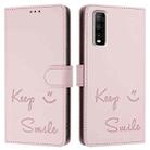 For vivo Y70S Smile Embossing RFID Leather Phone Case(Pink) - 3