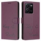 For vivo Y35 4G Global Smile Embossing RFID Leather Phone Case(Violet) - 3