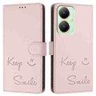 For vivo Y27 4G 2023 Global Smile Embossing RFID Leather Phone Case(Pink) - 3