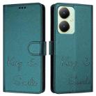 For vivo Y27 4G 2023 Global Smile Embossing RFID Leather Phone Case(Peacock Green) - 3