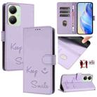 For vivo Y27 4G 2023 Global Smile Embossing RFID Leather Phone Case(Light Purple) - 1