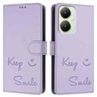 For vivo Y27 4G 2023 Global Smile Embossing RFID Leather Phone Case(Light Purple) - 3