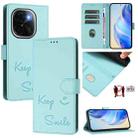 For vivo iQOO Z9s Pro 5G India Smile Embossing RFID Leather Phone Case(Mint Green) - 1