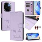 For vivo iQOO Z9s Pro 5G India Smile Embossing RFID Leather Phone Case(Light Purple) - 1