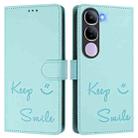 For vivo V40 Lite 5G IDN Smile Embossing RFID Leather Phone Case(Mint Green) - 3