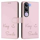 For vivo V40 Lite 5G IDN Smile Embossing RFID Leather Phone Case(Pink) - 3