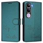 For vivo V40 Lite 5G IDN Smile Embossing RFID Leather Phone Case(Peacock Green) - 3