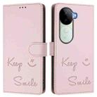 For vivo V40e 5G India Smile Embossing RFID Leather Phone Case(Pink) - 3