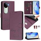 For vivo V40e 5G India Smile Embossing RFID Leather Phone Case(Violet) - 1