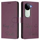 For vivo V40e 5G India Smile Embossing RFID Leather Phone Case(Violet) - 3