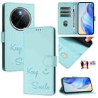 For vivo Y300 Pro Smile Embossing RFID Leather Phone Case(Mint Green) - 1