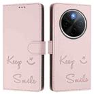 For vivo Y300 Pro Smile Embossing RFID Leather Phone Case(Pink) - 3