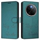 For vivo Y300 Pro Smile Embossing RFID Leather Phone Case(Peacock Green) - 3
