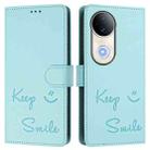 For vivo S20 5G Smile Embossing RFID Leather Phone Case(Mint Green) - 3
