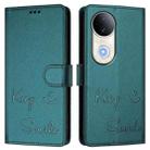 For vivo S20 5G Smile Embossing RFID Leather Phone Case(Peacock Green) - 3