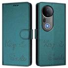 For vivo S20 Pro 5G Smile Embossing RFID Leather Phone Case(Peacock Green) - 3