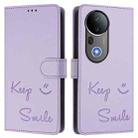 For vivo S20 Pro 5G Smile Embossing RFID Leather Phone Case(Light Purple) - 3