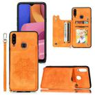 For Xiaomi Redmi Note 7 Mandala Embossed PU + TPU Case with Holder & Card Slots & Photo Frame & Strap(Yellow) - 1