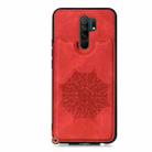 For Xiaomi Redmi Note 8 Pro Mandala Embossed PU + TPU Case with Holder & Card Slots & Photo Frame & Strap(Red) - 2