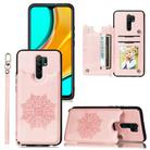 For Xiaomi Redmi Note 8 Pro Mandala Embossed PU + TPU Case with Holder & Card Slots & Photo Frame & Strap(Rose Gold) - 1