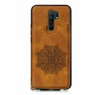 For Xiaomi Redmi Note 8 Pro Mandala Embossed PU + TPU Case with Holder & Card Slots & Photo Frame & Strap(Brown) - 2