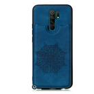 For Xiaomi Redmi Note 8 Pro Mandala Embossed PU + TPU Case with Holder & Card Slots & Photo Frame & Strap(Blue) - 2