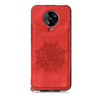 For Xiaomi Redmi K30 Pro Mandala Embossed PU + TPU Case with Holder & Card Slots & Photo Frame & Strap(Red) - 2