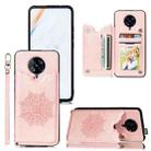 For Xiaomi Redmi K30 Pro Mandala Embossed PU + TPU Case with Holder & Card Slots & Photo Frame & Strap(Rose Gold) - 1