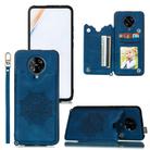 For Xiaomi Redmi K30 Pro Mandala Embossed PU + TPU Case with Holder & Card Slots & Photo Frame & Strap(Blue) - 1