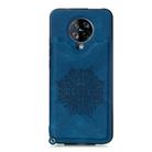 For Xiaomi Redmi K30 Pro Mandala Embossed PU + TPU Case with Holder & Card Slots & Photo Frame & Strap(Blue) - 2