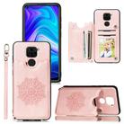 For Xiaomi Redmi Note 9 Mandala Embossed PU + TPU Case with Holder & Card Slots & Photo Frame & Strap(Rose Gold) - 1