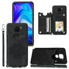 For Xiaomi Redmi Note 9 Mandala Embossed PU + TPU Case with Holder & Card Slots & Photo Frame & Strap(Black) - 1