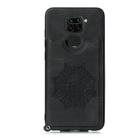 For Xiaomi Redmi Note 9 Mandala Embossed PU + TPU Case with Holder & Card Slots & Photo Frame & Strap(Black) - 2
