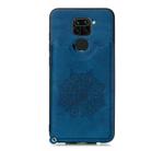 For Xiaomi Redmi Note 9 Mandala Embossed PU + TPU Case with Holder & Card Slots & Photo Frame & Strap(Blue) - 2