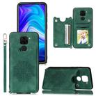 For Xiaomi Redmi Note 9 Mandala Embossed PU + TPU Case with Holder & Card Slots & Photo Frame & Strap(Green) - 1