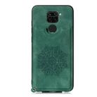 For Xiaomi Redmi Note 9 Mandala Embossed PU + TPU Case with Holder & Card Slots & Photo Frame & Strap(Green) - 2