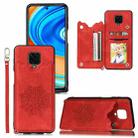 For Xiaomi Redmi Note 9 Pro Max Mandala Embossed PU + TPU Case with Holder & Card Slots & Photo Frame & Strap(Red) - 1