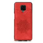 For Xiaomi Redmi Note 9 Pro Max Mandala Embossed PU + TPU Case with Holder & Card Slots & Photo Frame & Strap(Red) - 2