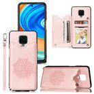 For Xiaomi Redmi Note 9 Pro Max Mandala Embossed PU + TPU Case with Holder & Card Slots & Photo Frame & Strap(Rose Gold) - 1