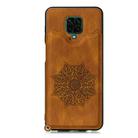 For Xiaomi Redmi Note 9 Pro Max Mandala Embossed PU + TPU Case with Holder & Card Slots & Photo Frame & Strap(Brown) - 2