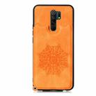 For Xiaomi Redmi 9 Mandala Embossed PU + TPU Case with Holder & Card Slots & Photo Frame & Strap(Yellow) - 2